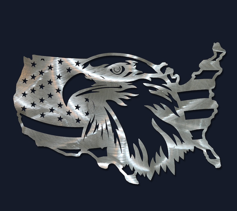 American Flag Eagle SVG Cut File, USA Eagle Flag Metal Sign, Patriotic Wall Art, CNC Laser Plasma Cut Files, American Eagle dxf, Eagle Metal image 2