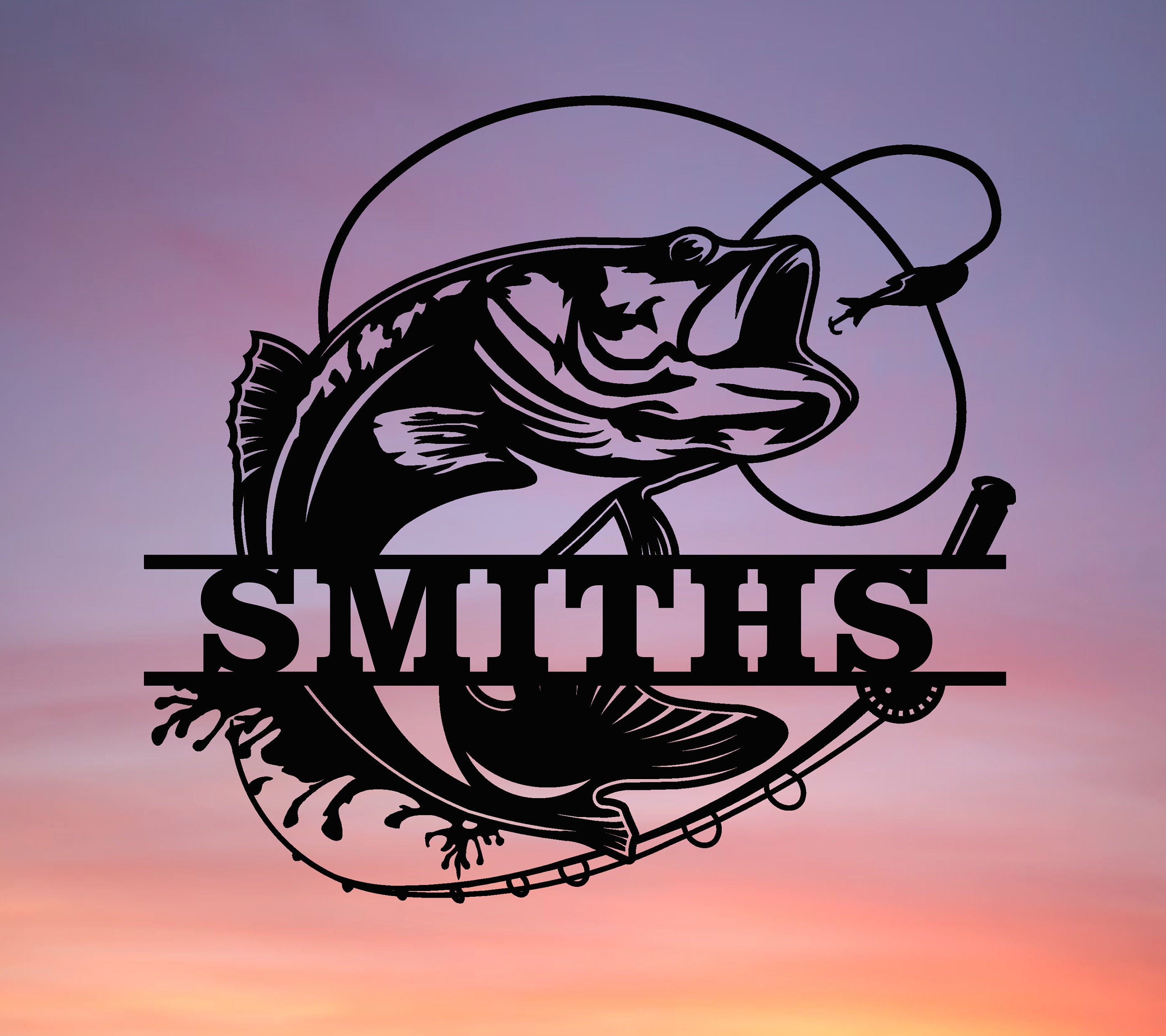 Fishing Monogram DXF and SVG Design Bass Fishing / Metal Etsy UK