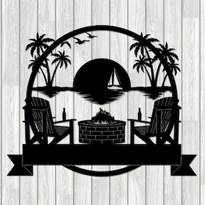 Beach Palm Chair Bier-Monogramm - DXF, SVG, Laser, CNC, Laser, CNC, Plotter, Wasserstrahl