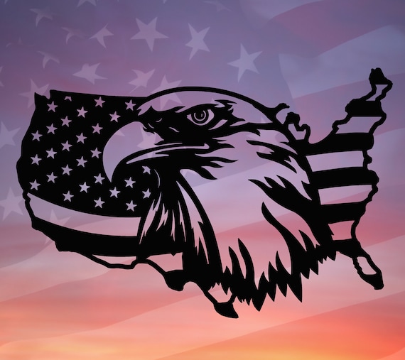 American Flag Eagle SVG Cut File, USA Eagle Flag Metal Sign, Patriotic Wall Art, CNC Laser Plasma Cut Files, American Eagle dxf, Eagle Metal