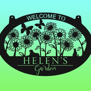 Sunflower and Butterfly Garden - Monogram DXF and SVG design - Laser, CNC, Plasma, Waterjet