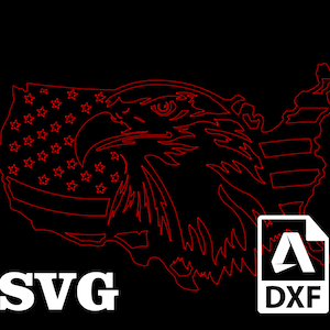 American Flag Eagle SVG Cut File, USA Eagle Flag Metal Sign, Patriotic Wall Art, CNC Laser Plasma Cut Files, American Eagle dxf, Eagle Metal image 3