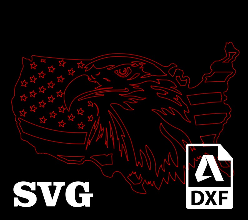 American Flag Eagle SVG Cut File, USA Eagle Flag Metal Sign, Patriotic Wall Art, CNC Laser Plasma Cut Files, American Eagle dxf, Eagle Metal image 3