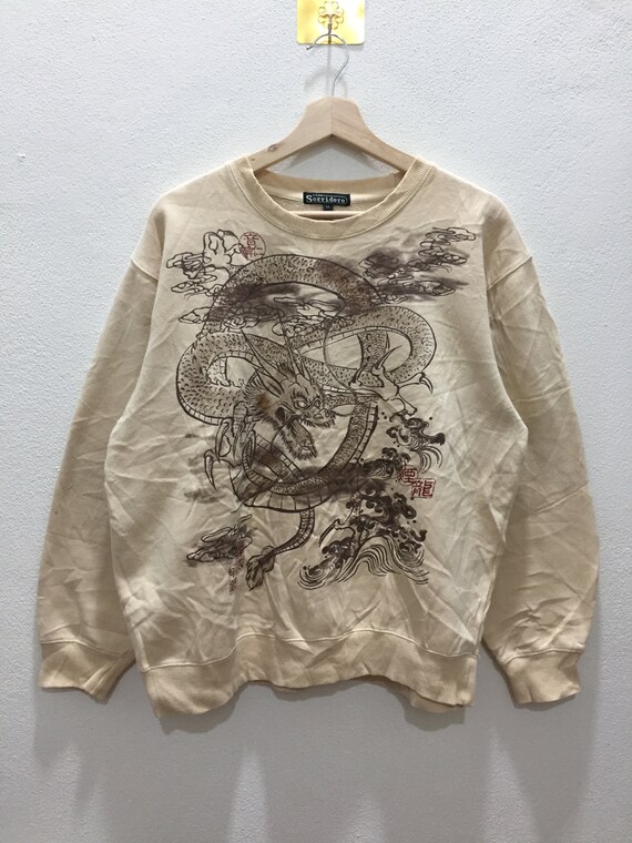 Sukajan Dragon Overprint Crewneck Swearshirt