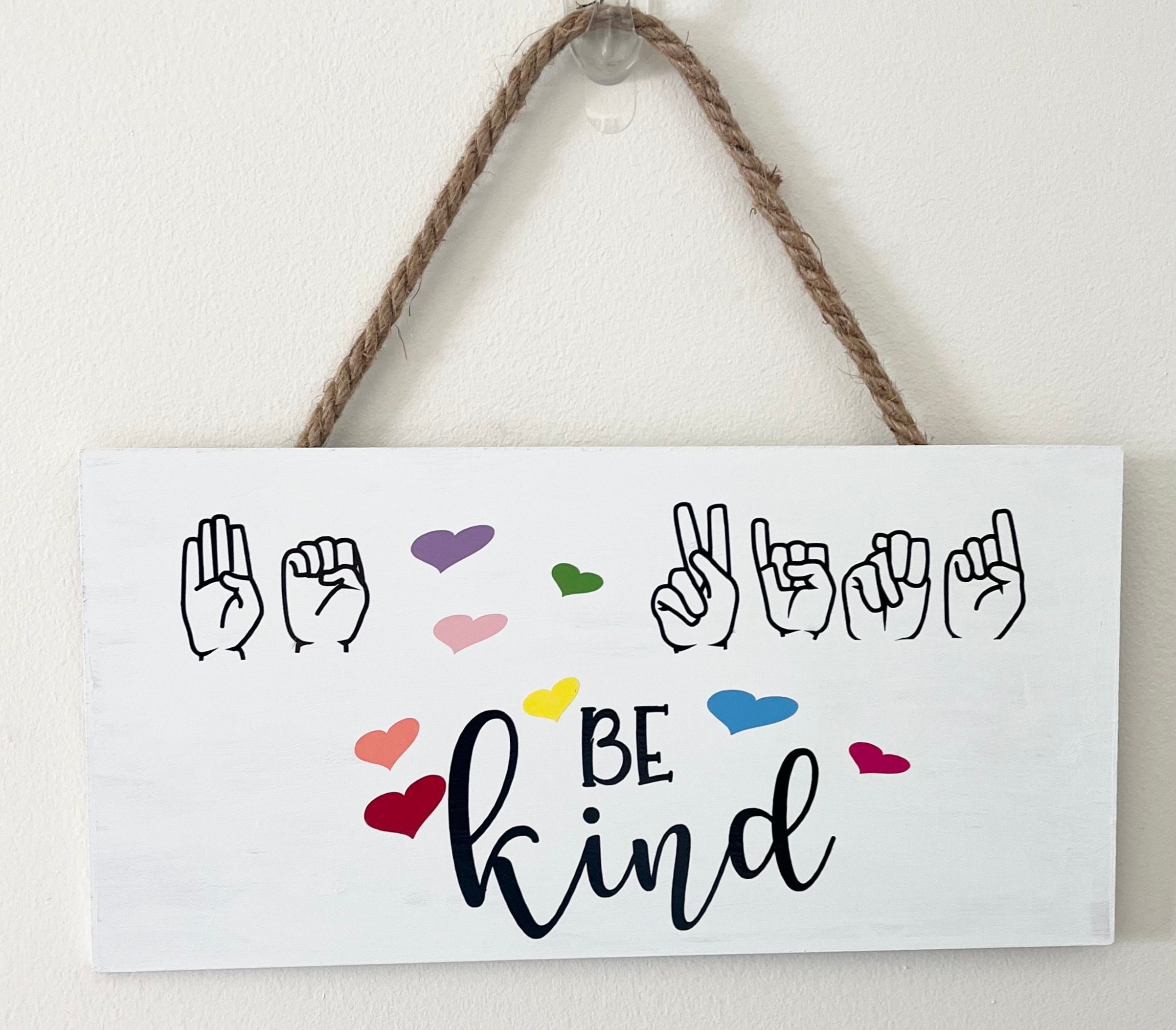 Handmade ASL Be Kind Sign, Teacher Gift, Sign Language Decor - Etsy