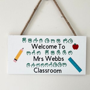 Personalized ASL Teacher Sign, Customized Teacher Gift, ASL Sign, Sign Language Sign, American Sign Language Sign, Deaf Community Gift