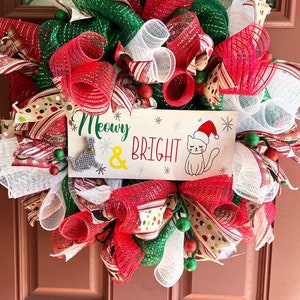 Cat Christmas Wreath, Pet Christmas Decor, Gift For Cat Lover, Cute Christmas Wreath, Cat Decor, Cat Christmas, Wreath for Front Door