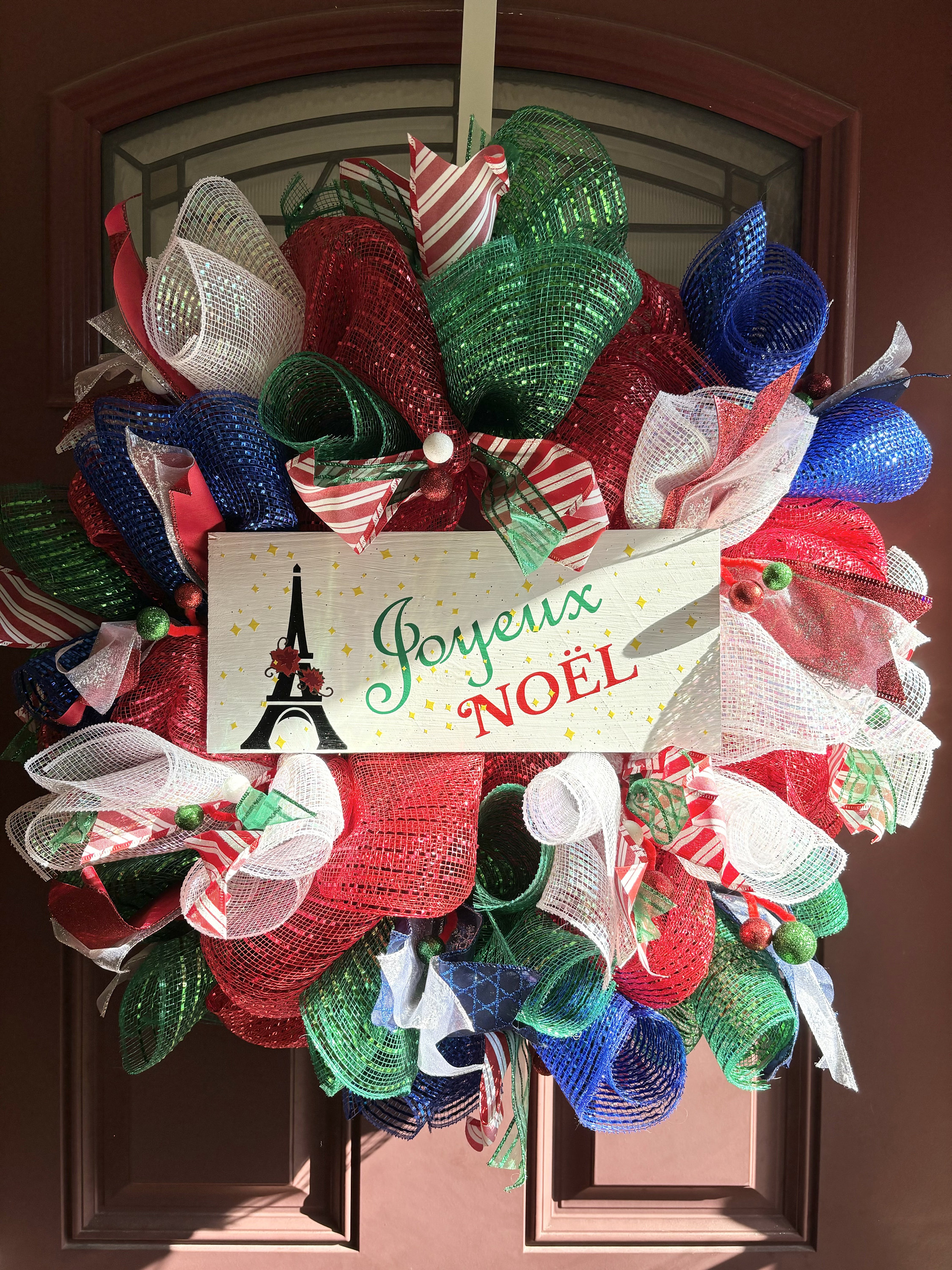 Joyeux Noel Christmas Wreath: French Glitter Decor - Etsy