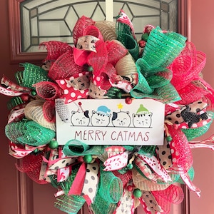 Cat Christmas Wreath, Funny Christmas Wreath, Gift For Cat Lover, Christmas Wreath, Cat Decor, Cat Christmas, Wreath for Front Door