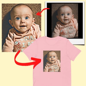 Custom Cartoon Portrait T-Shirt - Personalize your cartoon photo onto a tee - Baby - Pet - Family - Loved Ones