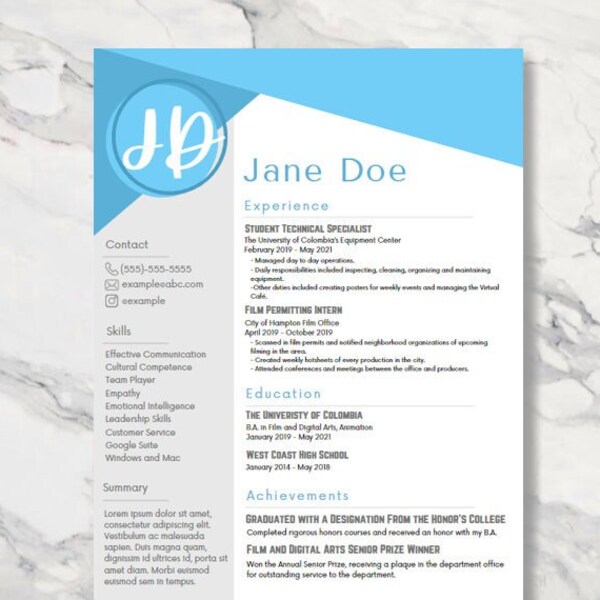 Professional Resume Template | Editable in Canva | Modern Trendy Resume Design | Instant Access