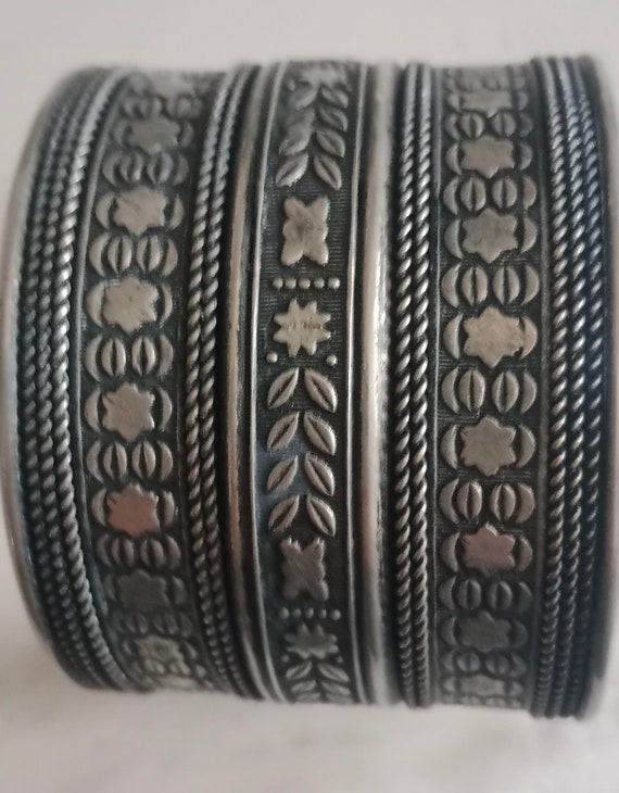 Patterned Cuff Bracelet With Embossed Scroll Desi… - image 2