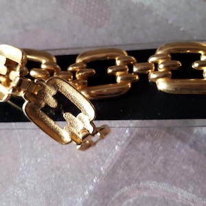 Gold Plated Vintage 70s Chain Link Bracelet, Statement Bracelet, 24 cm