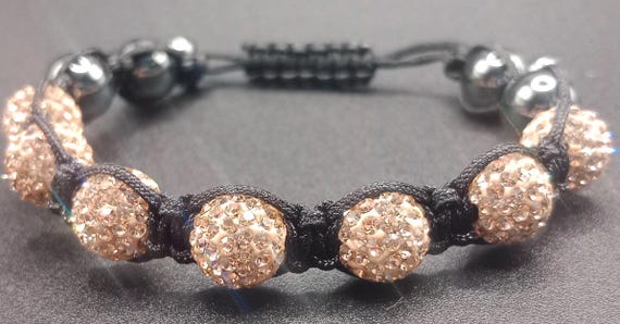 Bracelet Shamballa Perles & Strass Violet - Hématites - Neuf Avec étiquettes