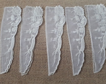 Cuellos de encaje blanco veneciano vintage, aplique de malla, juego de 5