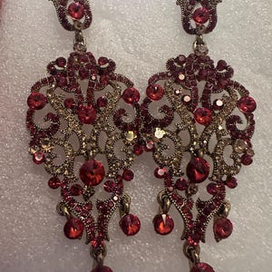 Large rhinestine earrings, statement earrings, Gold drop earrings