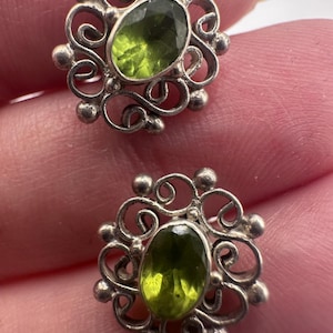 Pendientes vintage de plata de ley 925 con peridoto