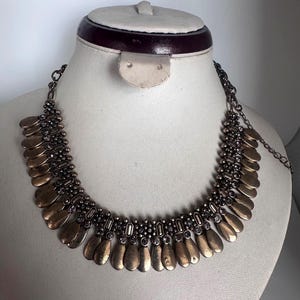 Vintage choker necklace, bronze gold color necklace