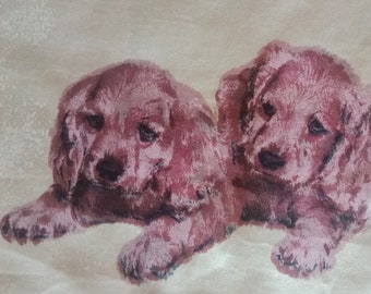 Vintage Silk Dog Scarf: Funny Puppy Pattern