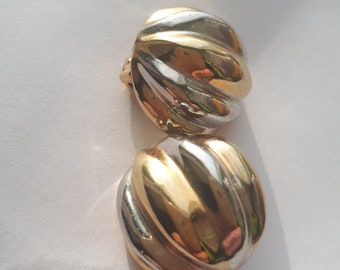 Boucles d'oreilles clip dorées vintage : gros bijoux ronds