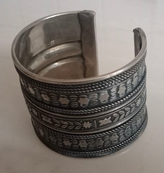 Patterned Cuff Bracelet With Embossed Scroll Desi… - image 4