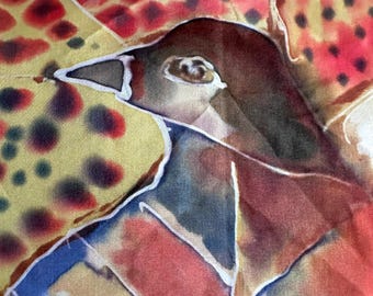 Vintage Neck Silk Bird Pattern, Silk Scarf, Bandana