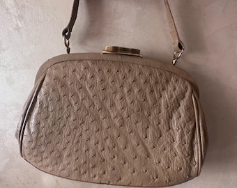 Vintage Ostrich Skin Handbag, CORBEAU