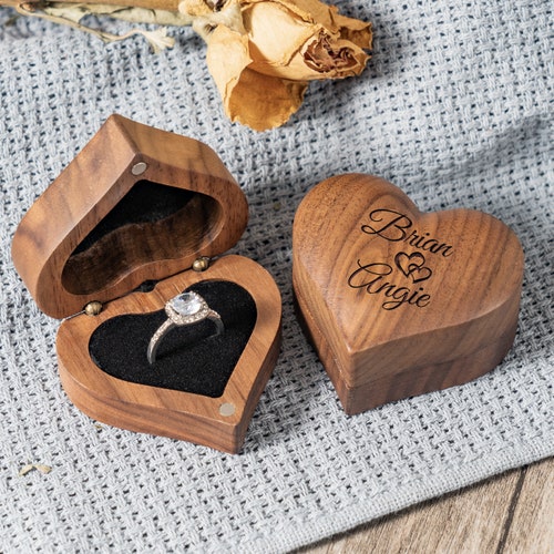Personalized Wedding Ring Box Custom Wood Ring Box Engagement Etsy