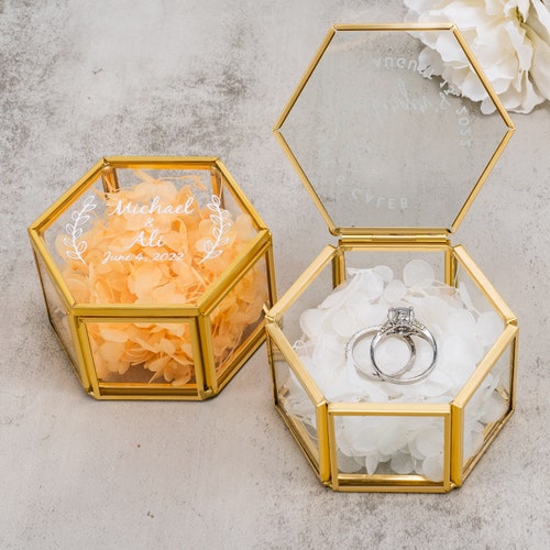 Personalised Velvet Double Wedding Ring Box Keepsake Ring Etsy