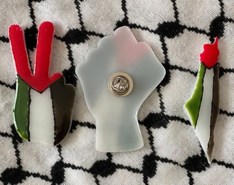 Palestine Pins | Flag Map, Fist, Victory Sign Pin | Palestinian Decoration Art | Palestinian Gift | Palestinian Pins