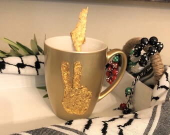 Al3awda Mug | Victory Sign With optional Palestine Map Spoon | 12Oz | Palestinian Decoration Art | Palestinian Kitchen Gift | Home Welcoming