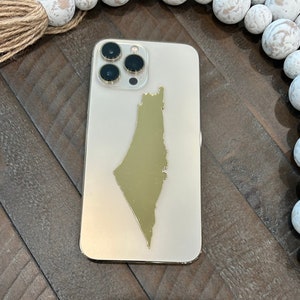 Gold Palestine Map Phone Sticker | 4.5” Phone sticker | Shiny Palestine Phone Sticker