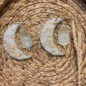 Ramadan crescent and Lantern Wall Hanging | Ramadan Tree Ornament | Ramadan Decoration | Set of 2 |