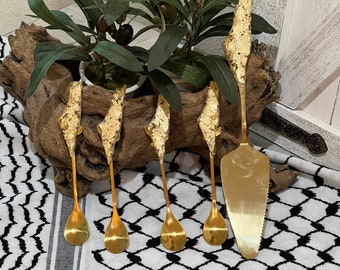 Palestine Map Spoons or forks serving set |Gold  | Palestinian Decoration | Palestinian Art | Jerusalem Gift | Palestinian Home Decoration