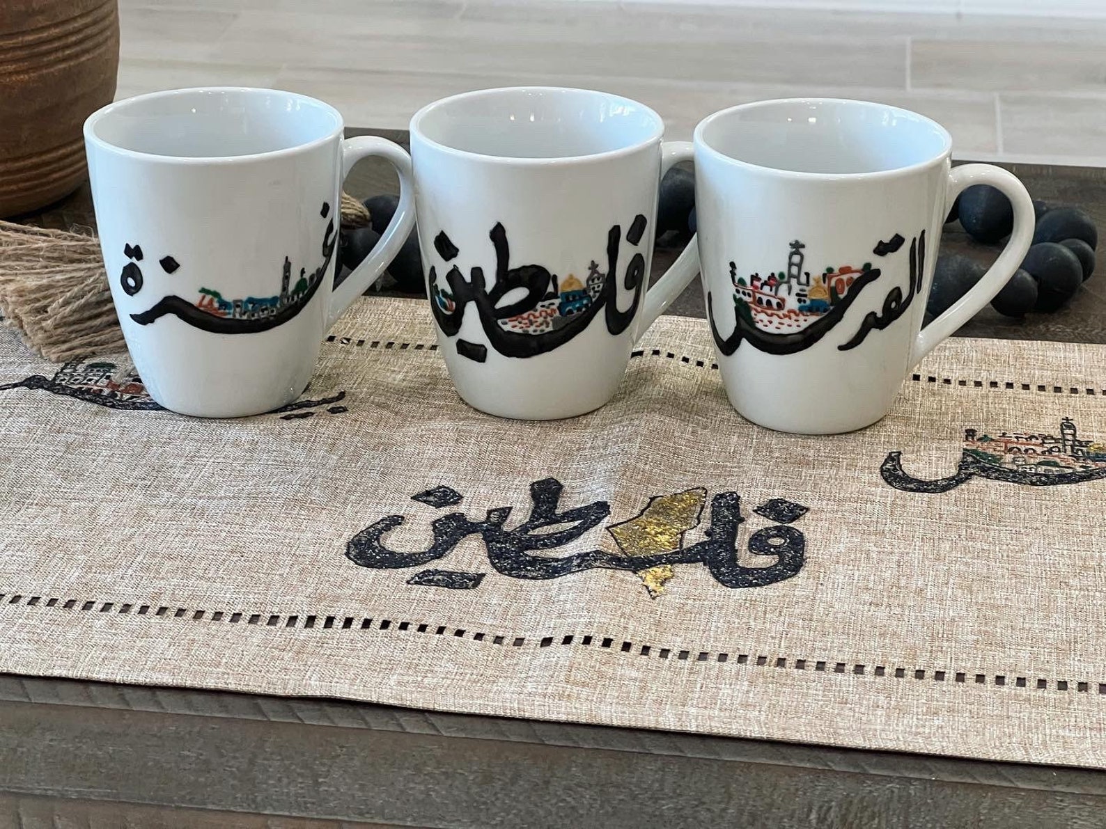 Palestine Cities Hand Painted Mugs Palestinian Decoration - Etsy