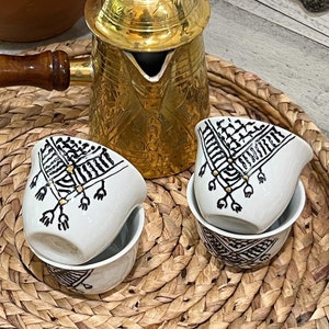 Kuffia | Arabic Coffee Cups Set | Set of 6 Cups | Palestinian Decoration Art | Palestinian Kitchen Gift | Home Welcoming Gift