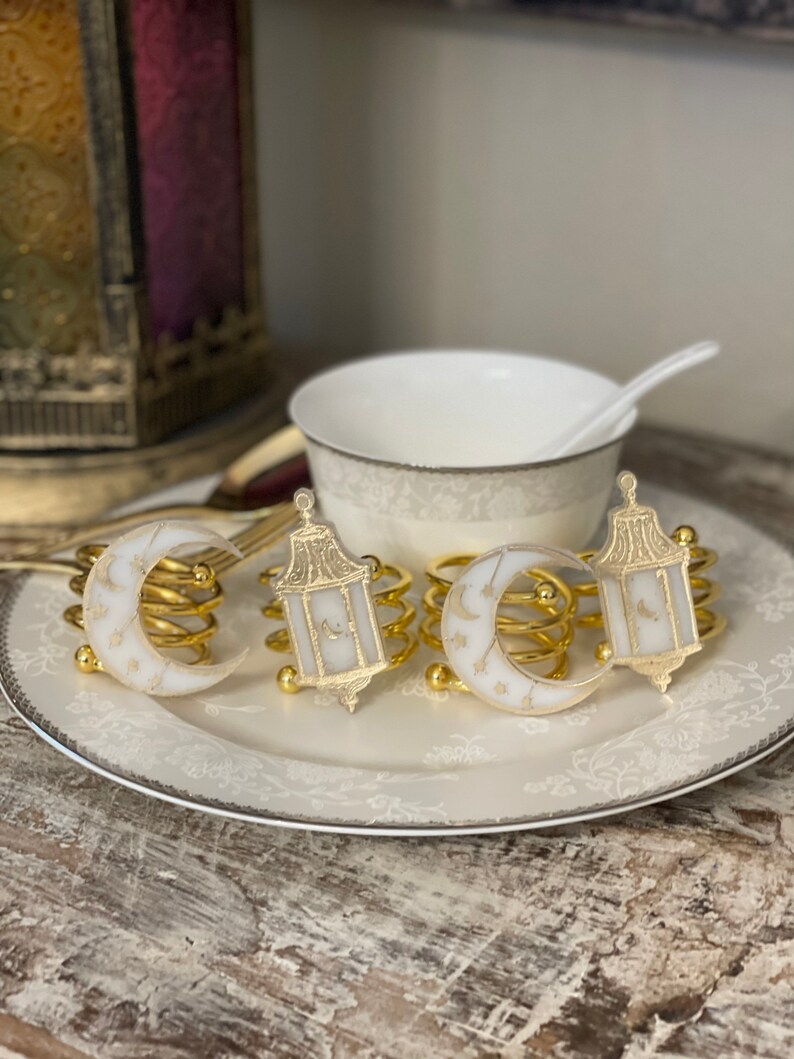 Ramadan Lantern and crescent mix and match. Napkin rings Set of 4 or 6 or 8 or 12 image 6