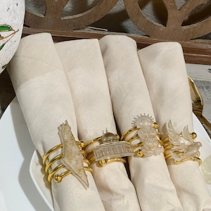 Palestine Napkin Rings | White, Gold and white | Set of 4 | Palestine Decor