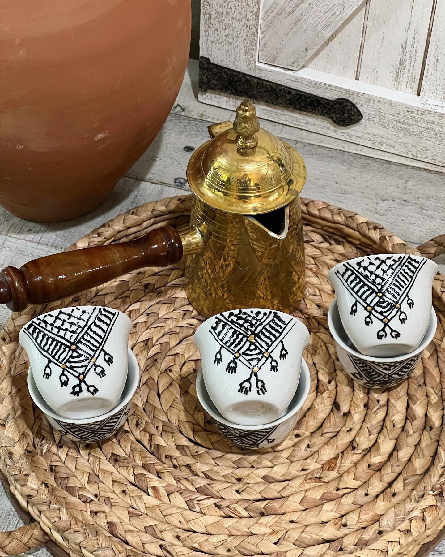 Kuffia Turkish Coffee Cups Set Set of 6 Cups Coffee Cups Set Palestinian  Decoration Art Palestinian Kitchen Gift Home Welcoming 