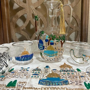 Palestine Arabic Coffee Cups Set of 4 and Coffee Pot Hand-painted With ...