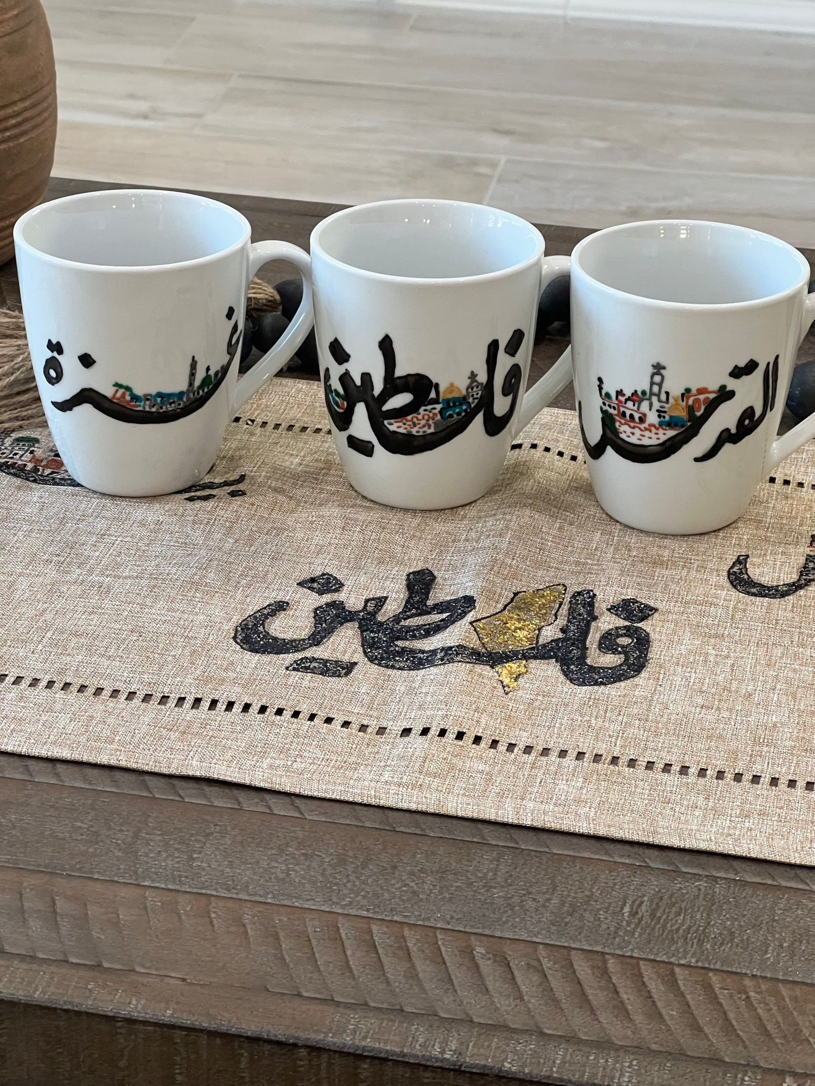 Palestine Cities Hand Painted Mugs Palestinian Decoration - Etsy