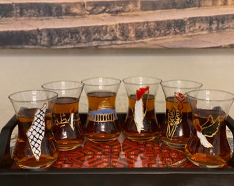 Palestine Tea Cups Set of 6 Hand-painted