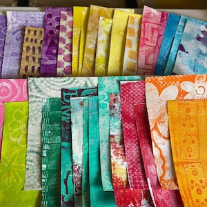 Vibrant Fun & Colorful Variety Painted Paper set - altered junk journal collage mixed media paper