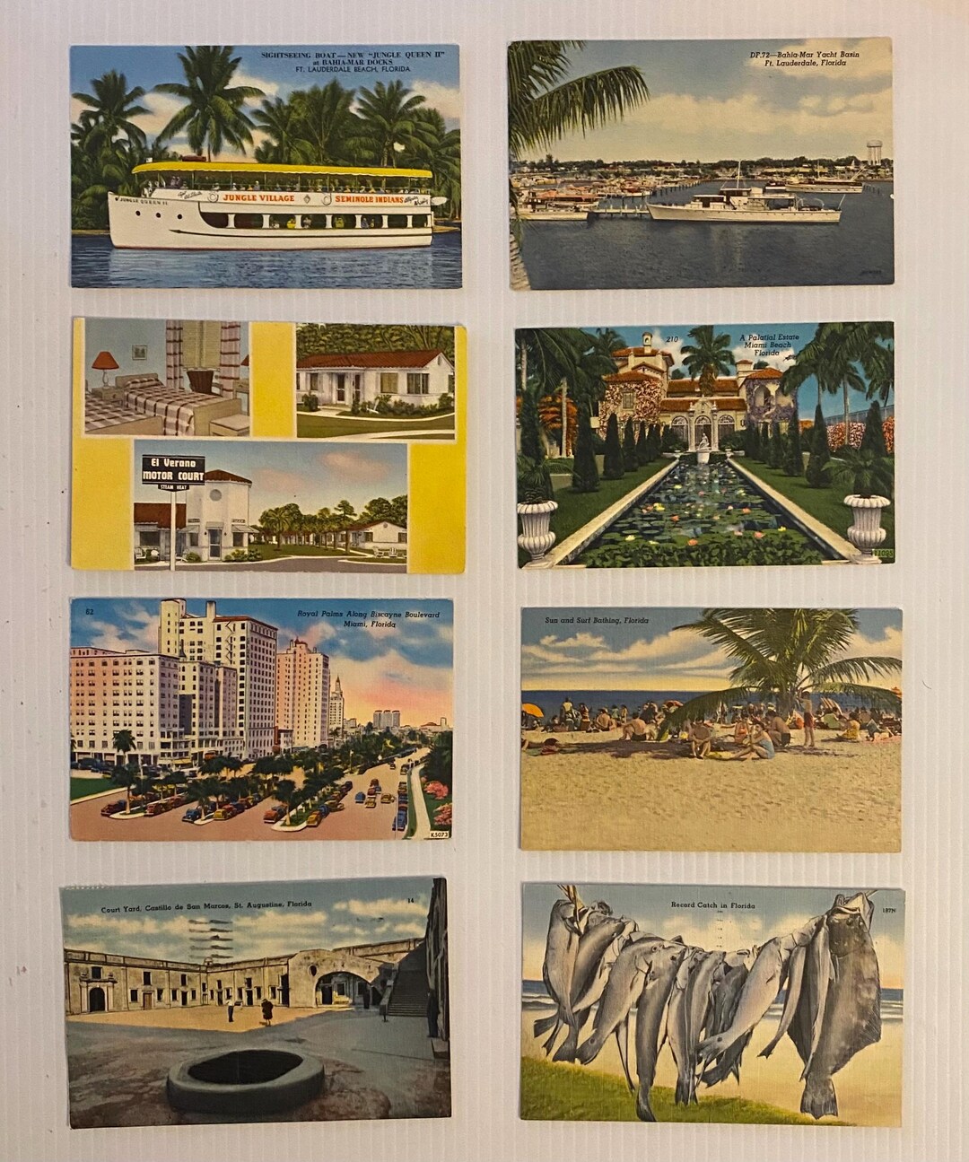 Vintage Florida Linen Postcard Set: Florida Landmarks - Etsy
