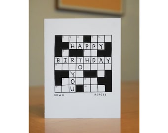 crossword birthday card | word game | crossword | birthday card | greeting card