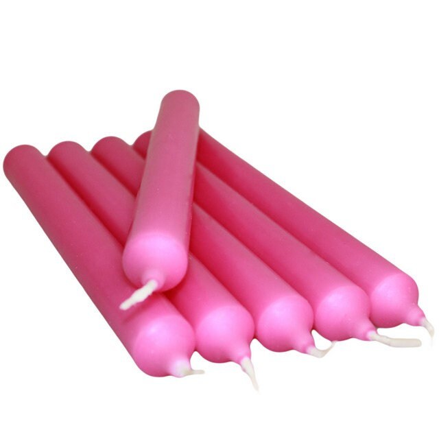 Candles Set of 6 Pink Bistro Style Dinner Candles 