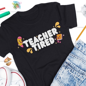 Art Teacher Shirt Teacher Tired Retro Rubberhose Style Vintage Teacher Outfit Cartoon Cute