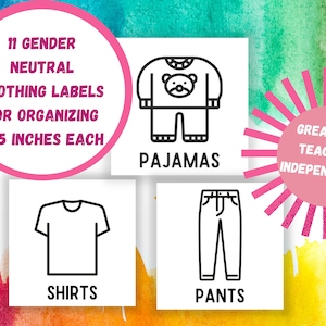 Kid&#39;s Clothing Organizing Labels Gender Neutral Labels for Drawers Laundry