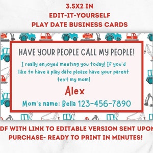 Printable End of School Tags for Kids, Play Date Calling Card ...