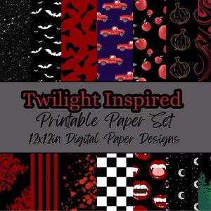 Twilight Inspiriert Digitales Papier Set 12x12 Inch Scrapbook Journal Decoupage Papier 16 Blatt